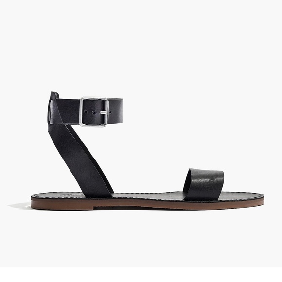Madewell The Boardwalk Ankle Strap Sandals Black Leather Left 9.5 / Right 10 - Picture 4 of 17